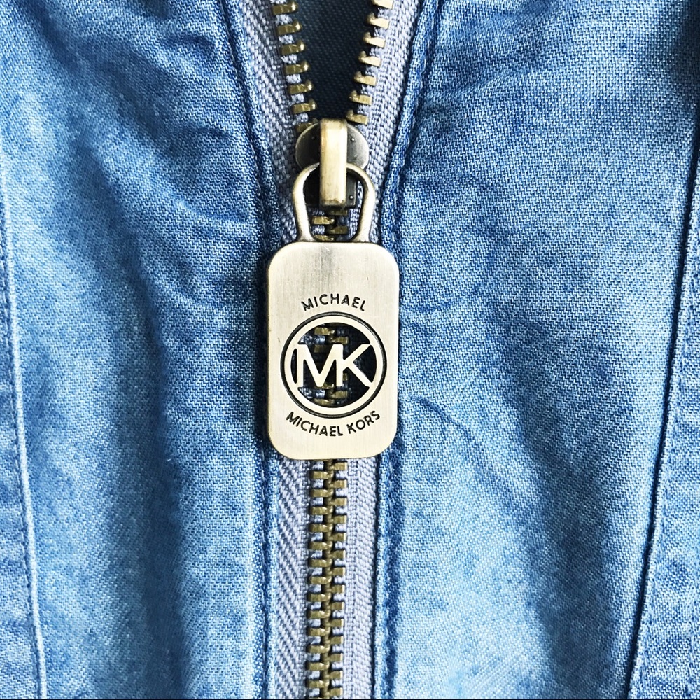 Michael Kors Chambray Zip-Front Shirt - Picture 11 of 12